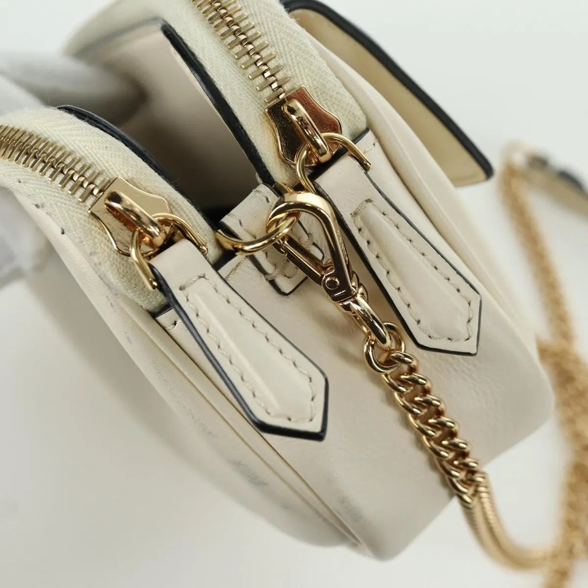 Fendi Easy 2 Baguette Leather, Beige, Leather, Crossbody Bag