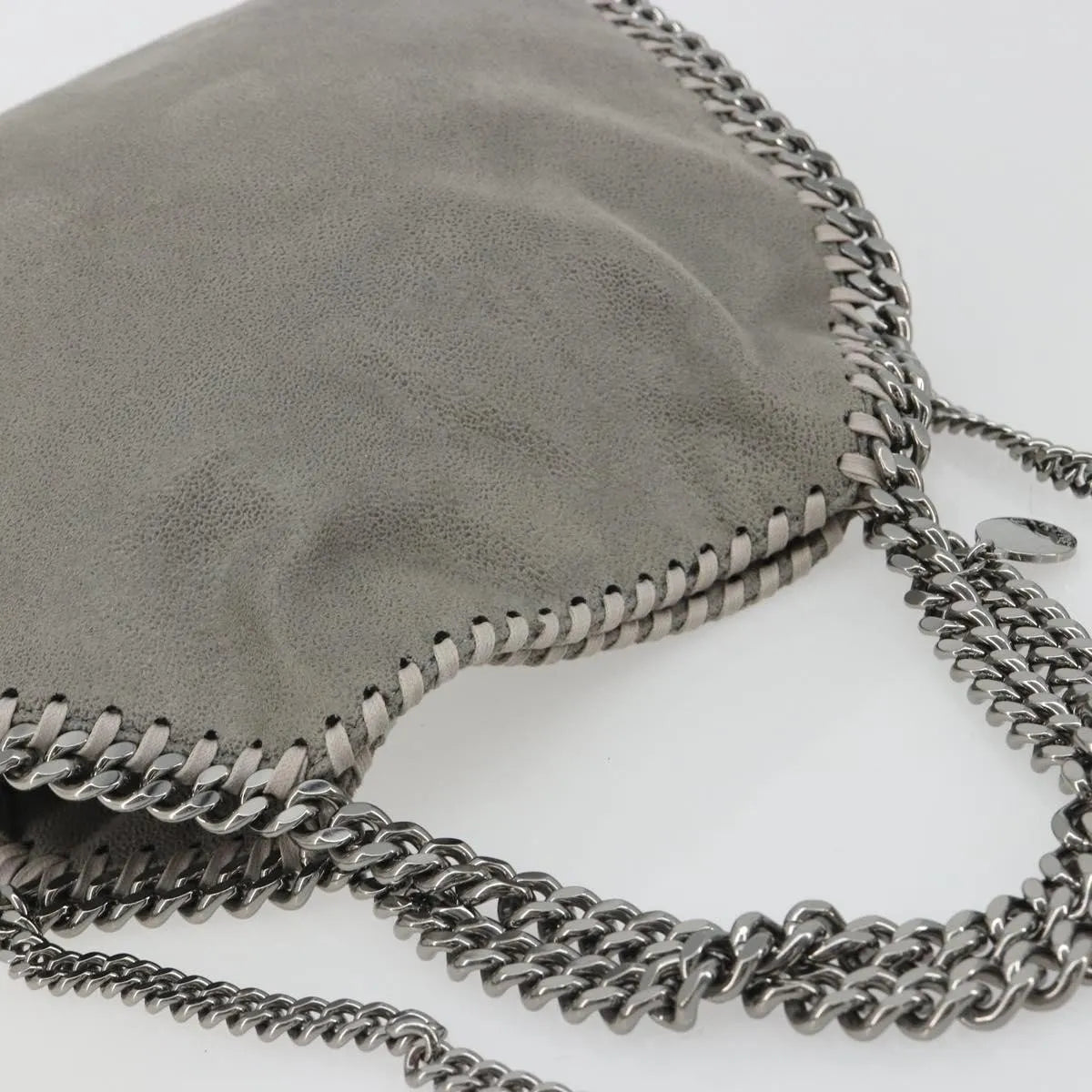 Stella McCartney Falabella Fold Over Faux Leather, Gray, Polyester, Shoulder Bag