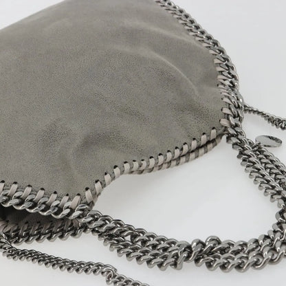 Stella McCartney Falabella Fold Over Faux Leather, Gray, Polyester, Shoulder Bag