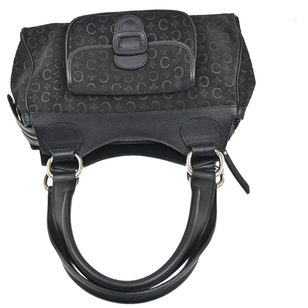 Celine C Macadam Suede, Black, Suede, Shoulder Bag