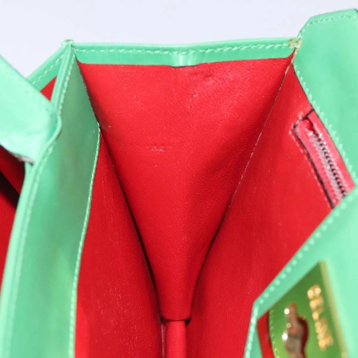 Celine vintage Leather, Green, Leather, Handbag