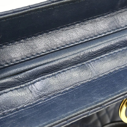 Christian Dior Lady Dior Soft Satchel Cannage Quilt Lambskin, Navy, Leather, Tote Bag