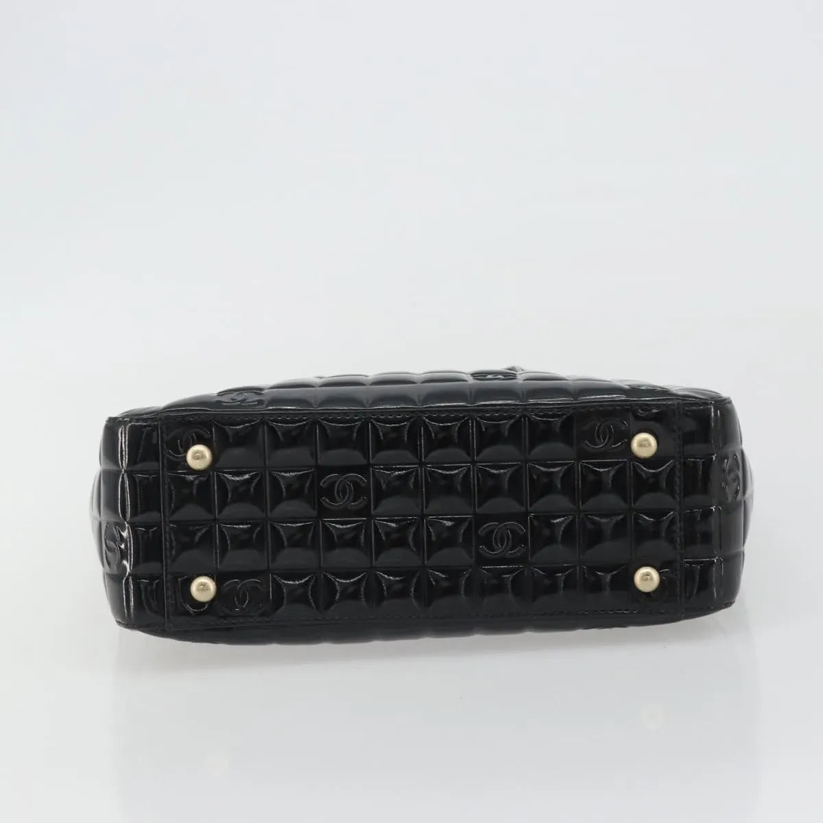 Chanel Chocolate Bar CC Tote Quilted Patent, Black, Patent Leather, Tote Bag