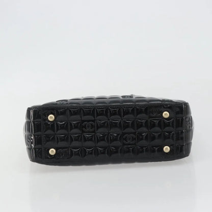 Chanel Chocolate Bar CC Tote Quilted Patent, Black, Patent Leather, Tote Bag