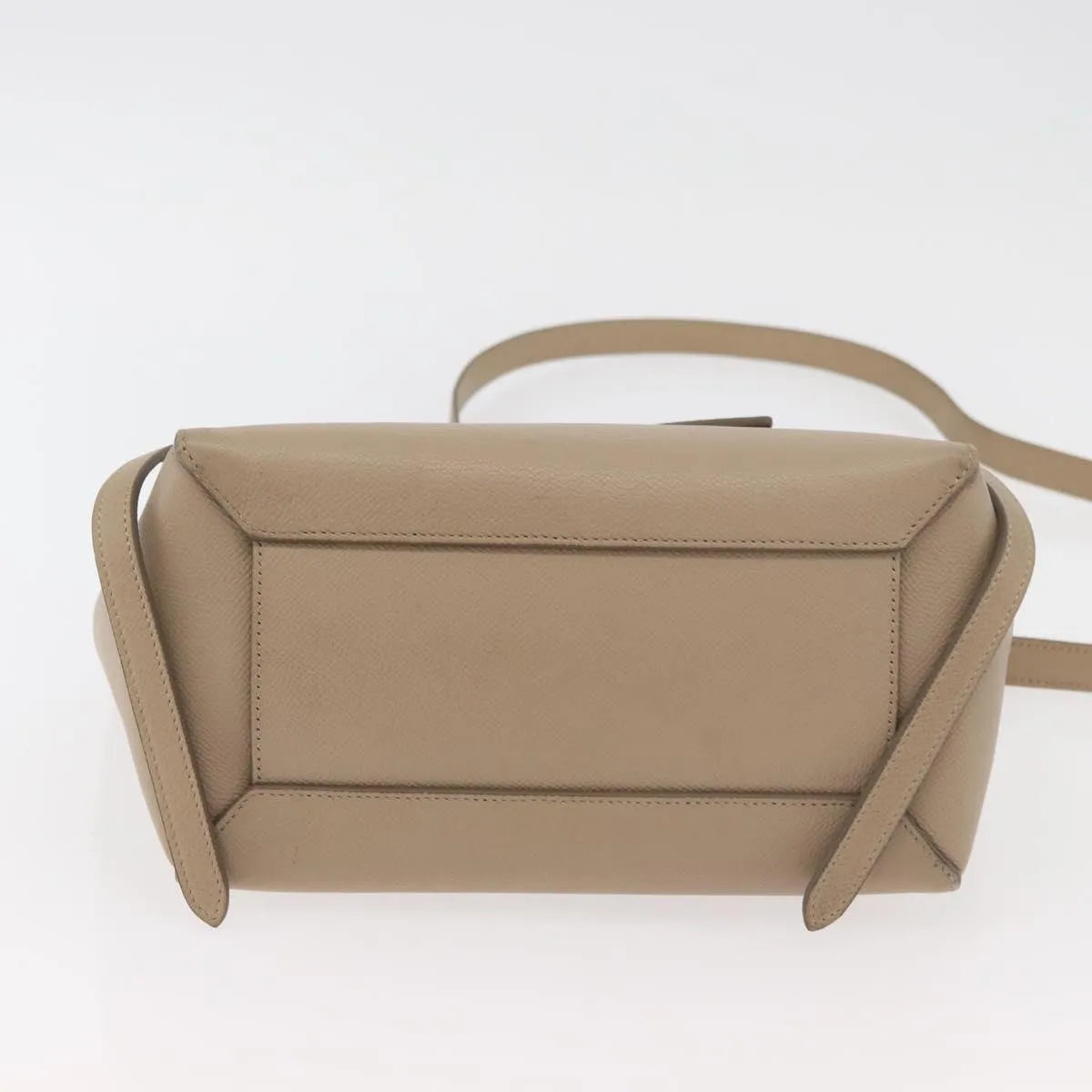 Celine Belt Calfskin, Beige, Leather, Handbag