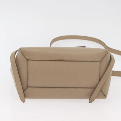 Celine Belt Calfskin, Beige, Leather, Handbag