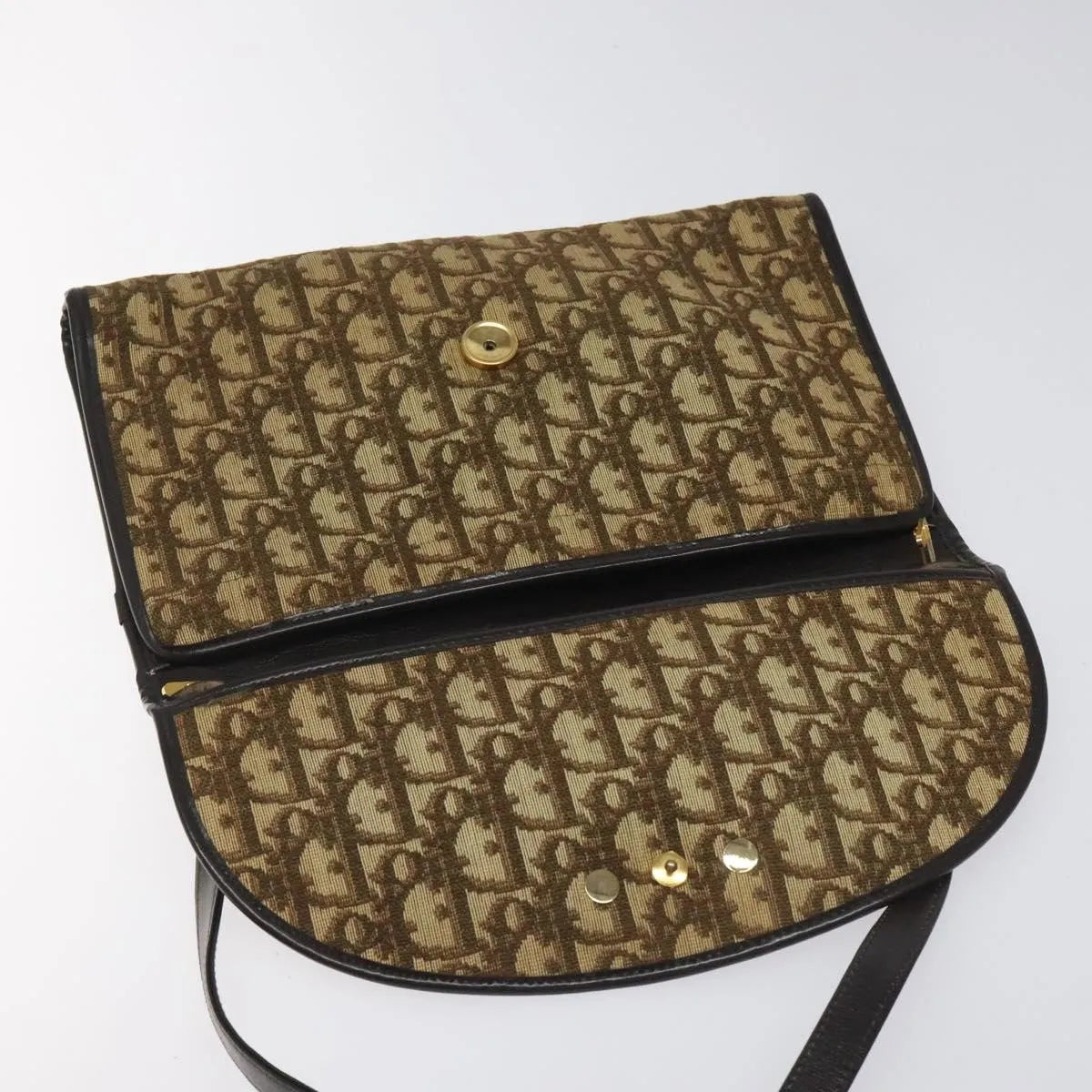 Christian Dior Vintage Trotter Flap Canvas, Brown, Canvas, Shoulder Bag