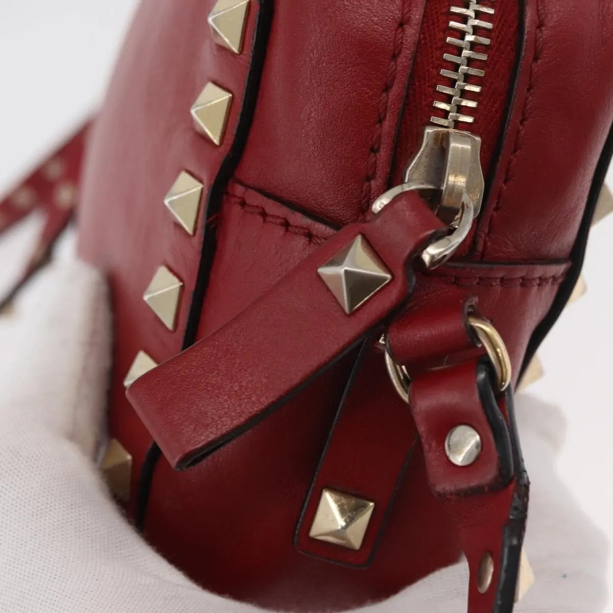 Valentino Garavani Rockstud Camera Leather, Red, Leather, Shoulder Bag