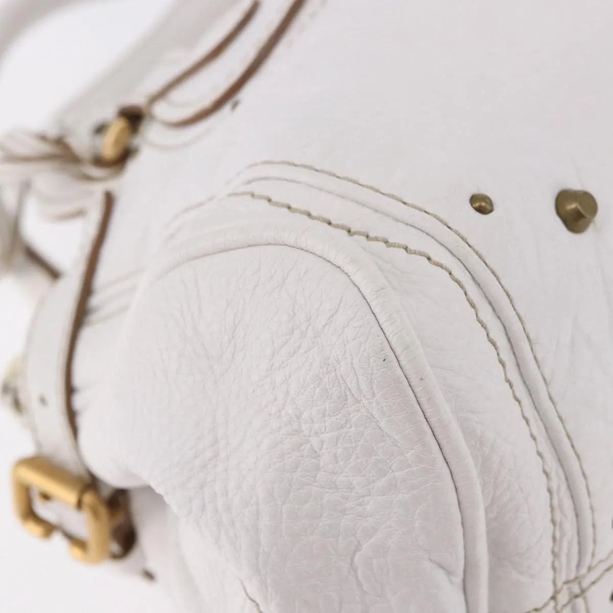 Chloe Paddington Lock Leather, White, Leather, Handbag
