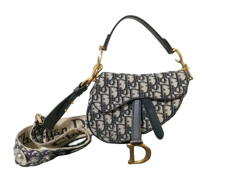 Christian Dior Dior Saddle Boxy Bag Plum Dior Oblique, Gray, Leather, Handbag