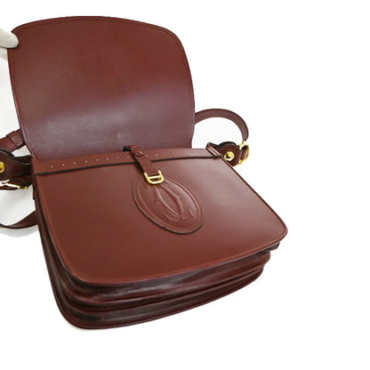 Cartier Must de Cartier Leather, Burgundy, Leather, Shoulder Bag