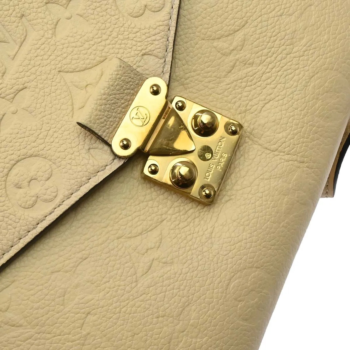 Louis Vuitton Braided Handle Pochette Metis Monogram Empreinte Leather, White, Leather, Handbag