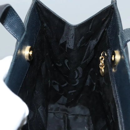 Salvatore Ferragamo Vintage Vara Bow Tote Lizard Embossed Leather, Navy, Leather, Tote Bag