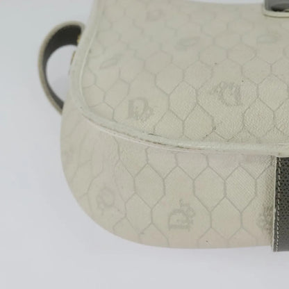 Christian Dior Vintage Honeycomb Flap Canvas and Leather, White, Canvas, Shoulder Bag