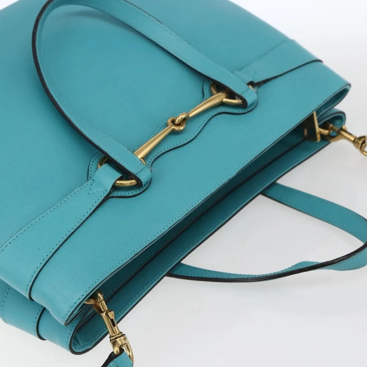 Gucci Bright Bit Convertible Tote Leather, Blue, Leather, Tote Bag