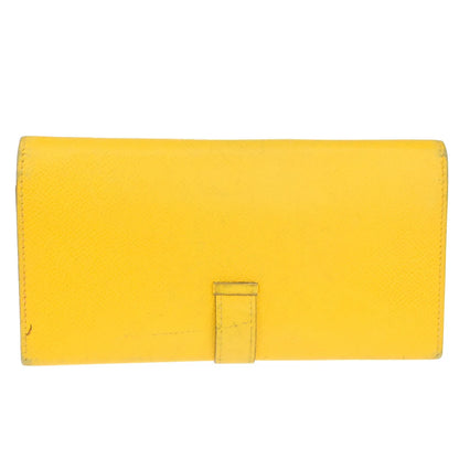 Hermes Bearn Trifold Epsom, Yellow, Leather, Wallet