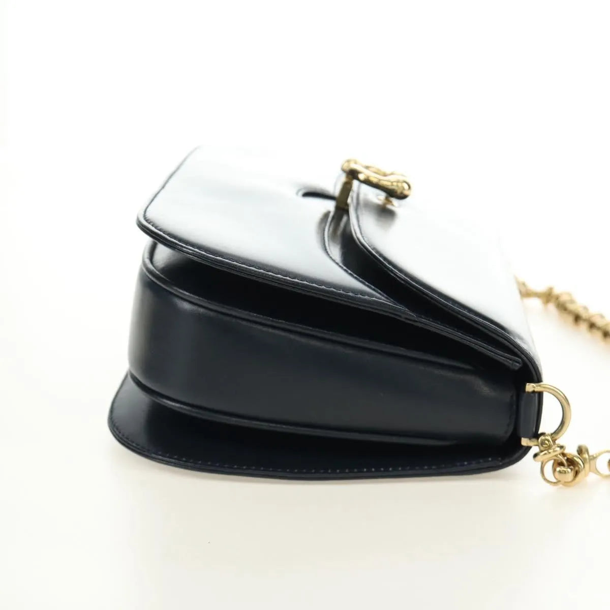 Gucci Chain Flap Leather, Navy, Leather, Shoulder Bag