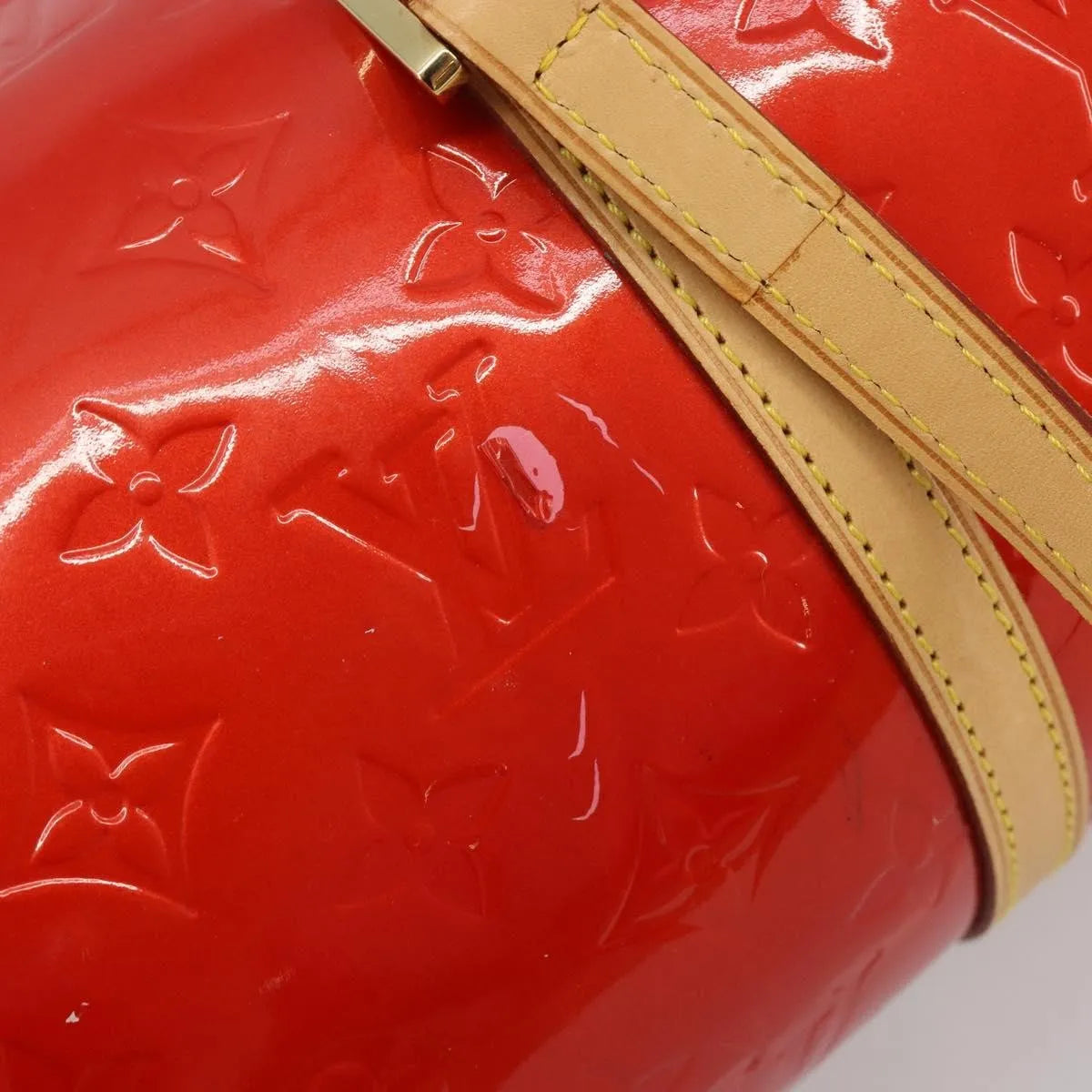 Louis Vuitton Bedford Monogram Vernis, Red, Patent Leather, Handbag