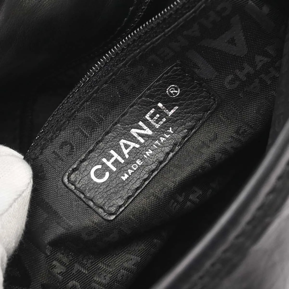 Chanel Vintage Logo Messenger Quilted Aged Calfskin, Black, Leather, Shoulder Bag