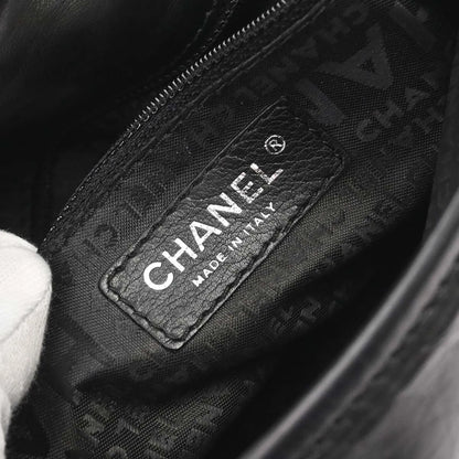 Chanel Vintage Logo Messenger Quilted Aged Calfskin, Black, Leather, Shoulder Bag