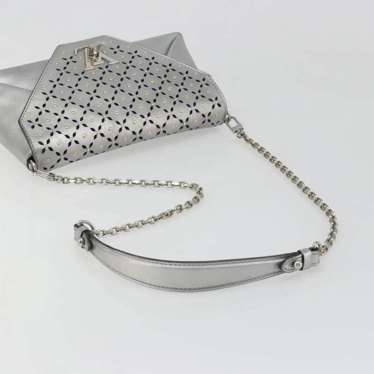 Louis Vuitton Love Note Chain Clutch Leather, Silver, Leather, Shoulder Bag