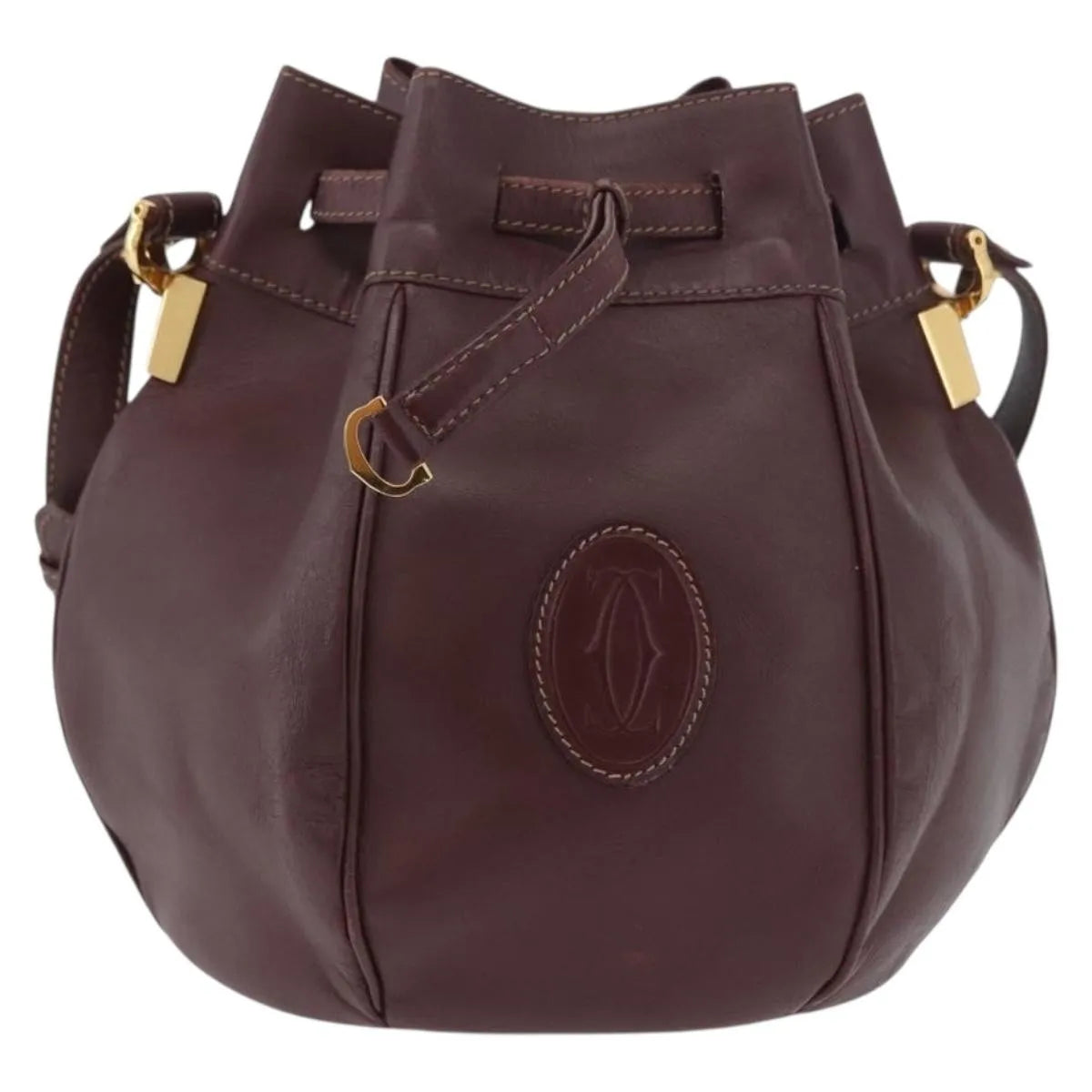 cartier Must de cartier Leather, Burgundy, Leather, Shoulder Bag