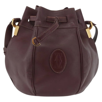 cartier Must de cartier Leather, Burgundy, Leather, Shoulder Bag