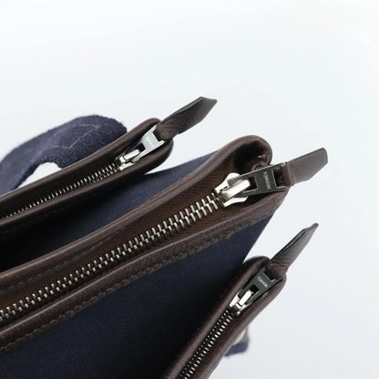 Hermes Mrs. Hippie Leather and Toile, Navy, Leather, Shoulder Bag
