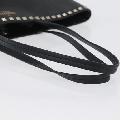 Valentino Garavani Rockstud Shopping Tote Leather, Black, Leather, Tote Bag