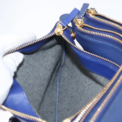 Celine Trio Leather, Blue, Leather, Shoulder Bag