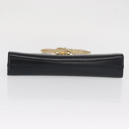 Salvatore Ferragamo Vintage Gancini Chain Leather, Navy, Leather, Shoulder Bag