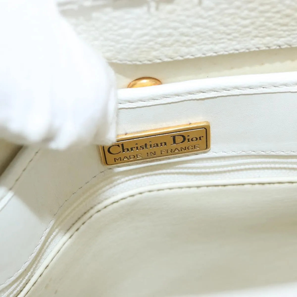 Christian Dior Vintage Leather, White_gold, Leather, Shoulder Bag