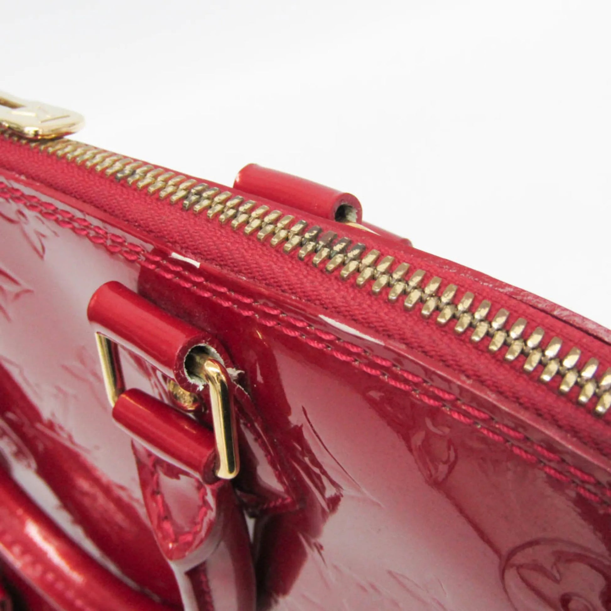 Louis Vuitton Alma Monogram Vernis, Red, Patent Leather, Handbag
