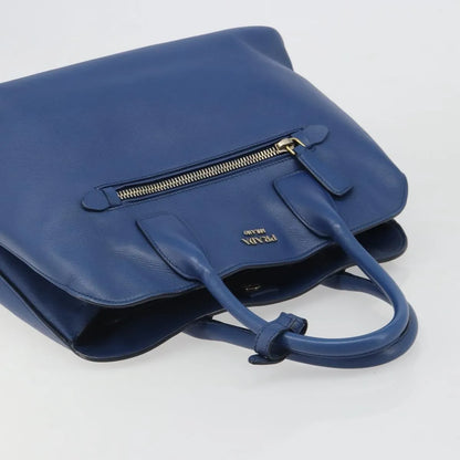 Prada Cuir Promenade Front Zip Tote Leather, Blue, Leather, Handbag
