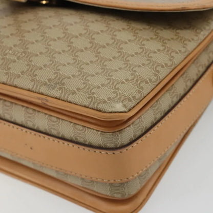 Celine Vintage Macadam Canvas and Leather, Beige, Canvas, Shoulder Bag