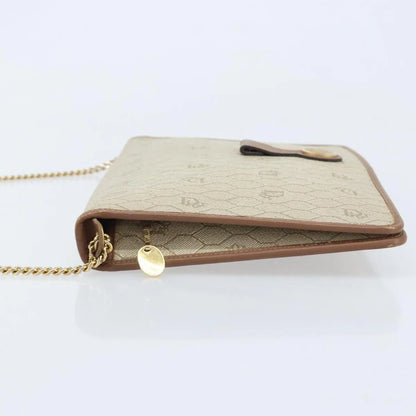 Christian Dior Vintage Honeycomb chain Canvas, Beige, Canvas, Shoulder Bag