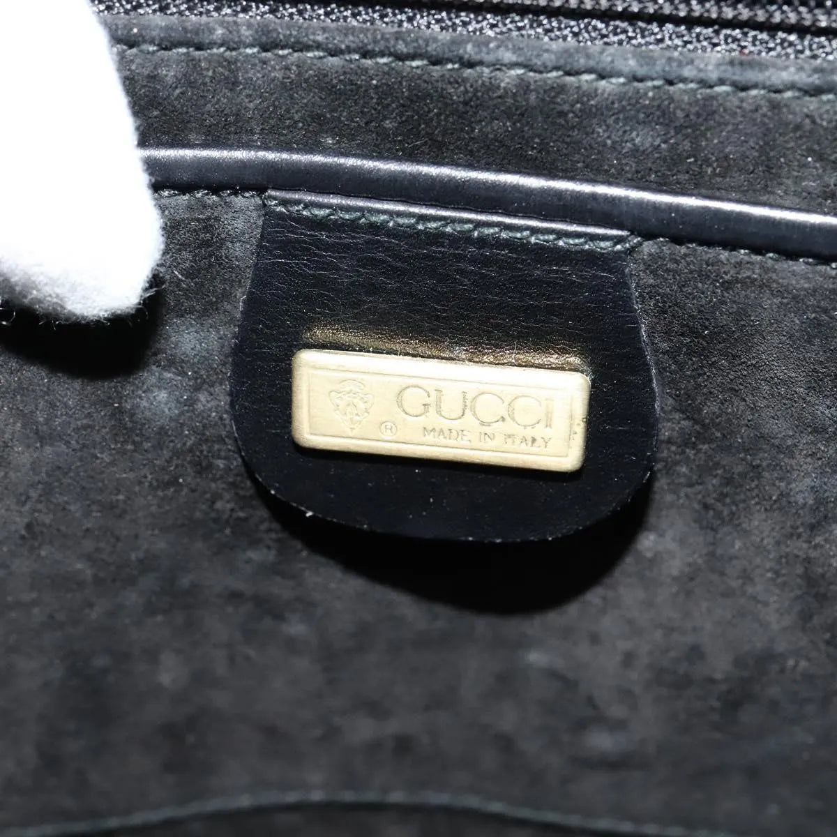 Gucci Vintage Flat Messenger Nylon and Leather, Black, Leather, Shoulder Bag