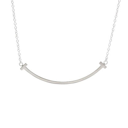 Tiffany & Co. T Smile Pendant 18K White Gold, Silver, White Gold, Necklace