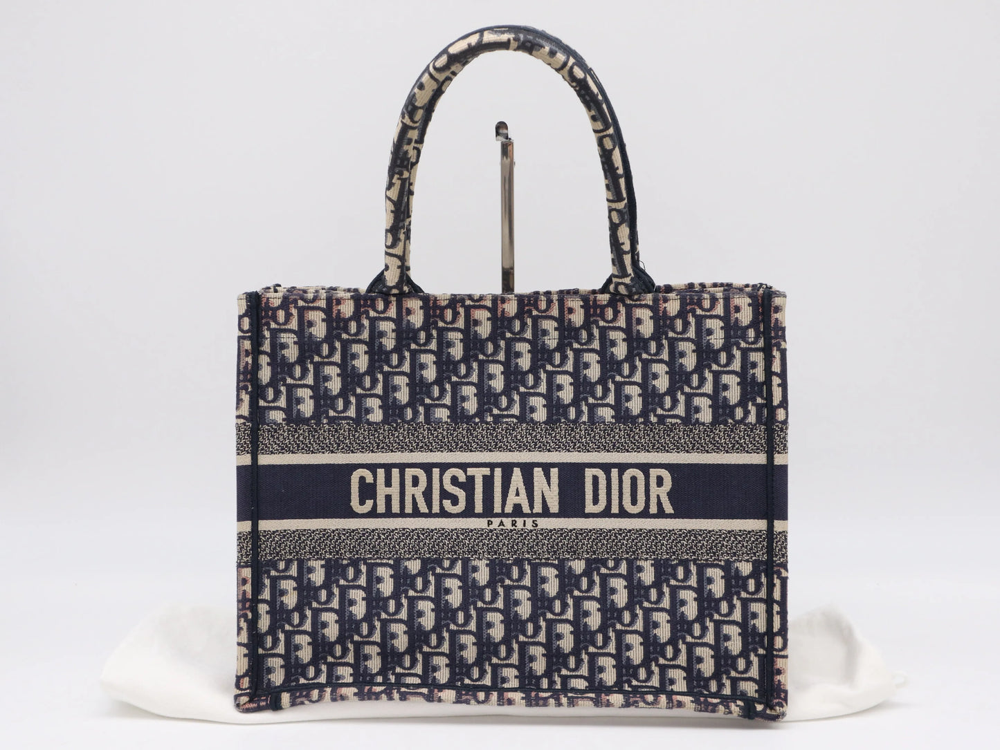 Christian Dior Book Tote Embroidered Canvas, Navy, Canvas, Tote Bag