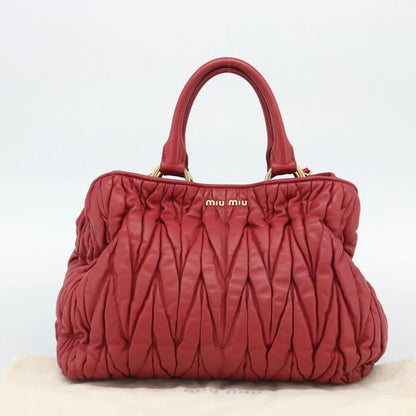 Miu Miu Matelassé Nappa Leather Top Handle Bag Leather, Red, Leather, Shoulder Bag