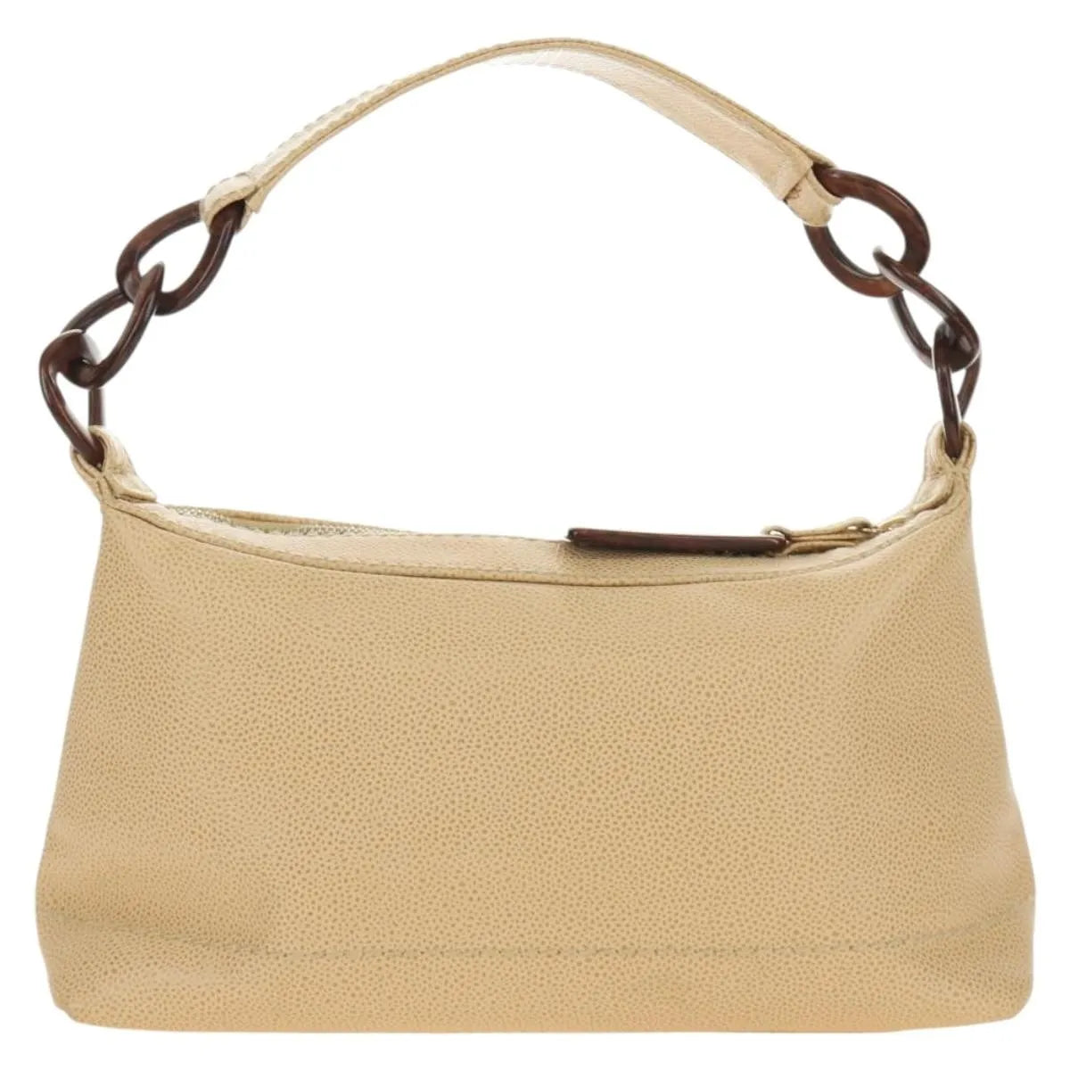 Chanel Vintage CC Resin Chain Caviar, Beige, Leather, Shoulder Bag