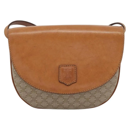 Celine Vintage Macadam Canvas and Leather, Beige, Canvas, Shoulder Bag