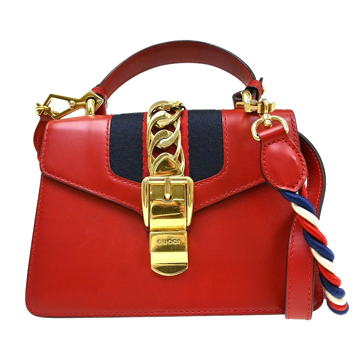 Gucci Sylvie Leather, Red, Leather, Shoulder Bag