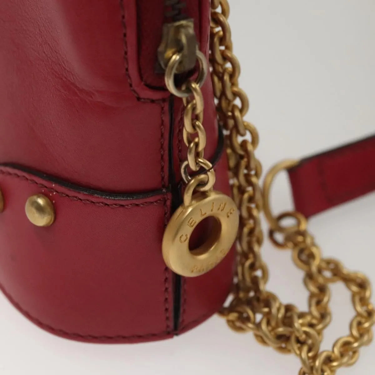Celine Vintage Leather, Red, Leather, Shoulder Bag