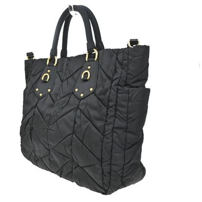 Prada Convertible Side Pocket Tote Chevron Tessuto, Black, Nylon, Tote Bag