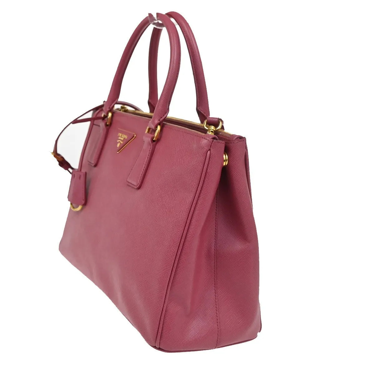 Prada Double Zip Lux Tote Saffiano Leather, Pink, Leather, Handbag