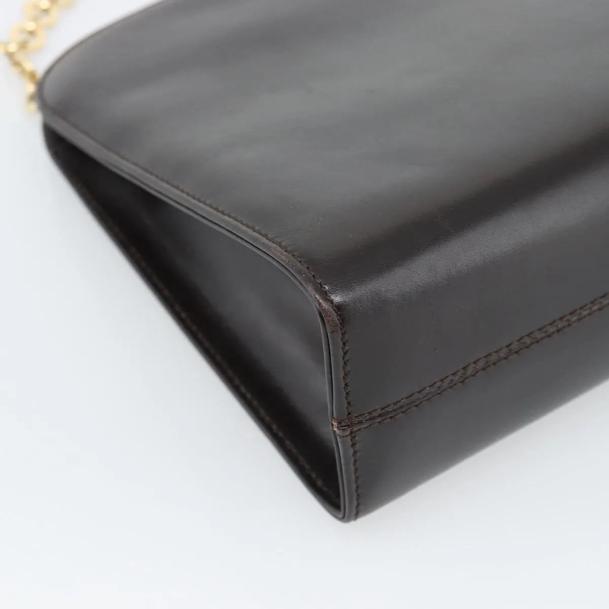 Salvatore Ferragamo Vintage Gancini Chain Leather, Brown, Leather, Shoulder Bag