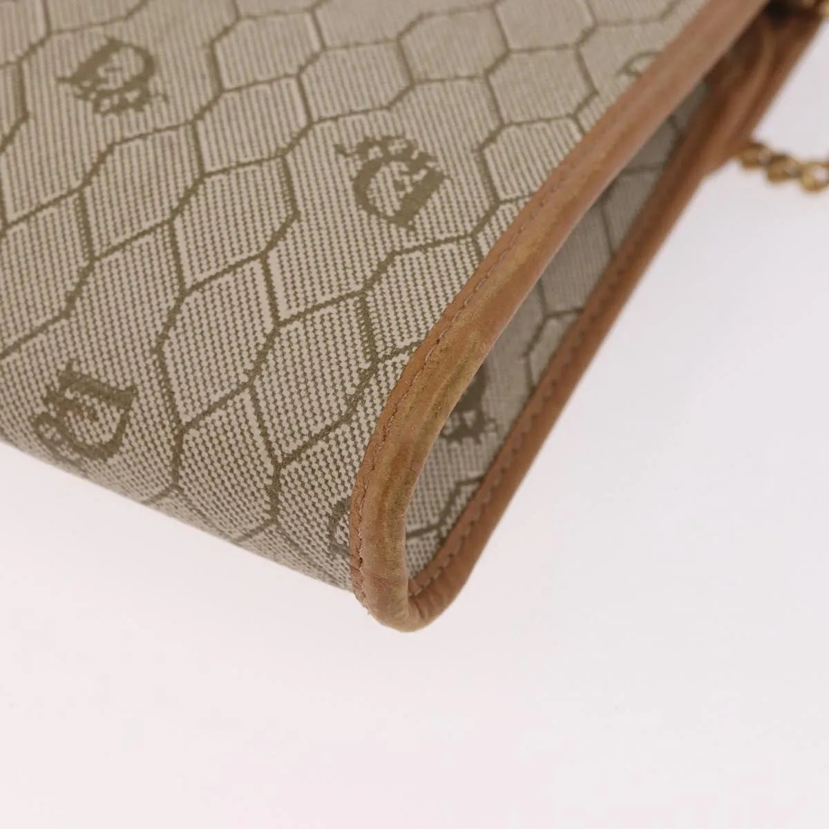 Christian Dior Vintage Honeycomb chain Canvas, Beige, Canvas, Shoulder Bag
