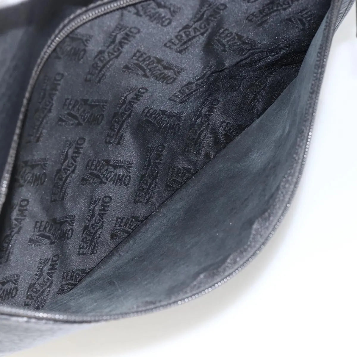 Salvatore Ferragamo Vintage Leather, Black, Nylon, Shoulder Bag
