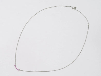 Tiffany & Co. T Smile Pendant 18K White Gold with Pink Sapphires, Silver, White Gold, Necklace